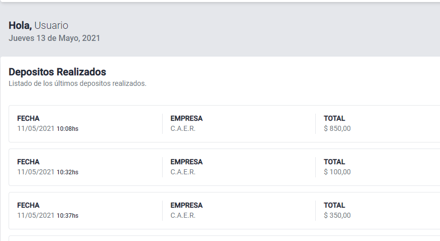 Vista principal depositos